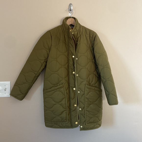 J. Crew -Quilted Cocoon Puffer with PrimaLoft Warm Olive - Picture 6 of 12